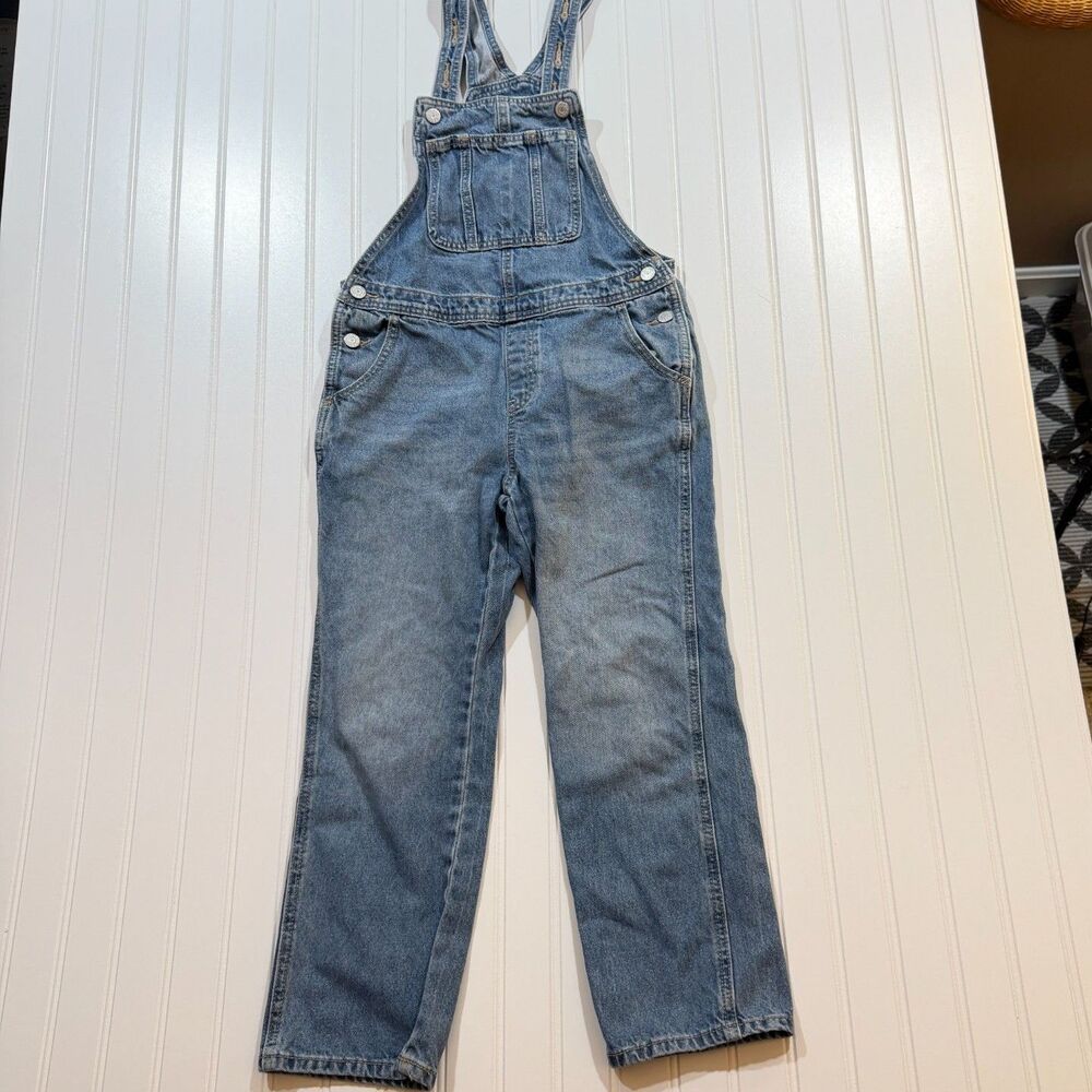 Girls Denim Overalls Classic Medium Wash Bib Pocket indie dark academia L 10-12